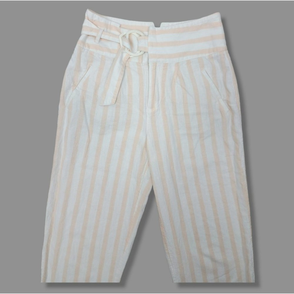 🌞 Anthropologie Oasis Striped Linen High Rise Pants 13" waist - Picture 8 of 12